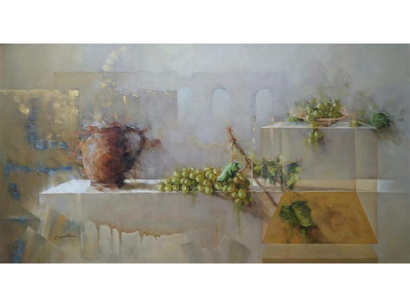 bodegón uvas, flores cuadros decorativos, arte contemporaneo